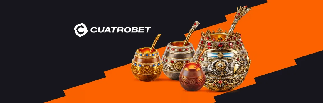 Banner de CuatroBet con su logo y mates decorados